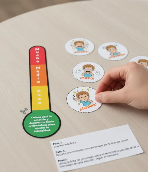 niño jugando con el termómetro emocional